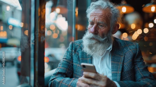 The elderly man with smartphone