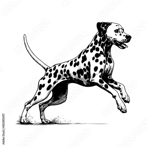 dalmatian in black and white animal illustration