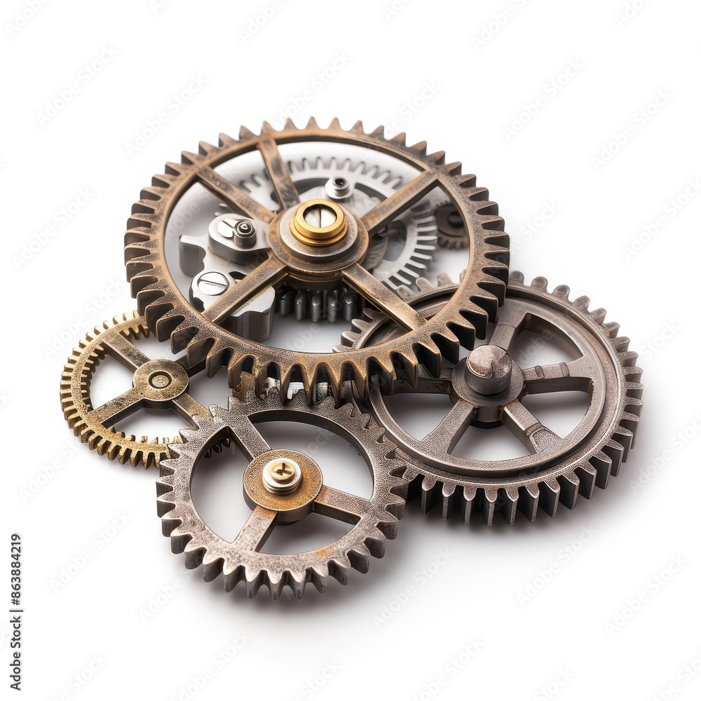 Close-up of interlocking metallic gears in motion, showcasing industrial machinery, mechanics, and engineering precision concept. Close-up of interlocking metallic gears in motion, showcasing industrial machinery, mechanics, and engineering precision concept.