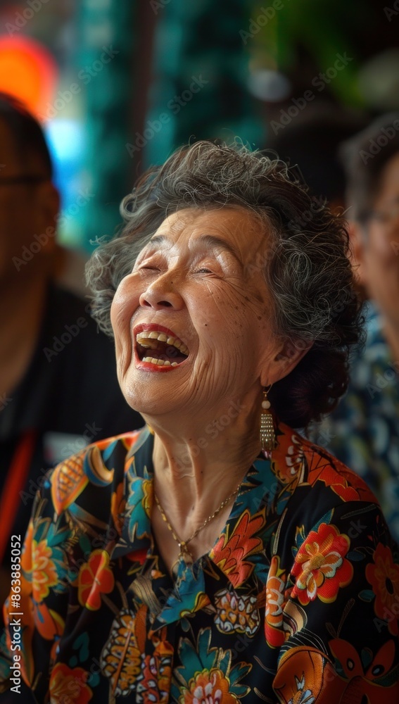 Freeze time to capture the fleeting beauty of a moment, as a jubilant Asian woman revels in the sheer joy of life, her smile as bright as the sun. Freeze time to capture the fleeting beauty of a moment, as a jubilant Asian woman revels in the sheer joy of life, her smile as bright as the sun.