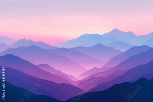 A majestic mountain range at dawn, with the first rays of sun illuminating the peaks. The sky features soft pastel hues, creating a peaceful and inspiring scene. Generative AI