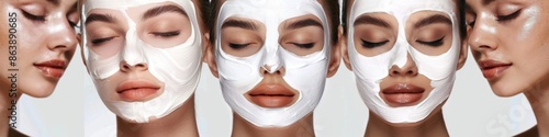 Confident and Beautiful Woman Applying Facial Mask for Skincare Routine. AI-Generated High-Resolution Wallpaper Showcasing Beauty, Self-Care, and Promotion of Skincare Products and Hyaluronic Acid Tre
