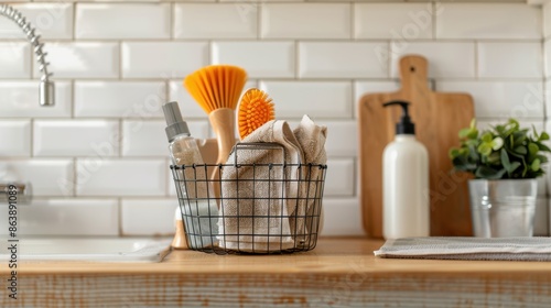 Basket of Cleaning Supplies photo