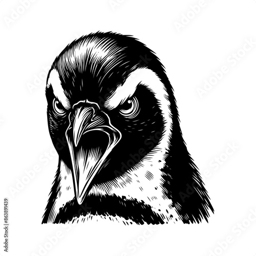 Penguin in black and white animal illustration photo