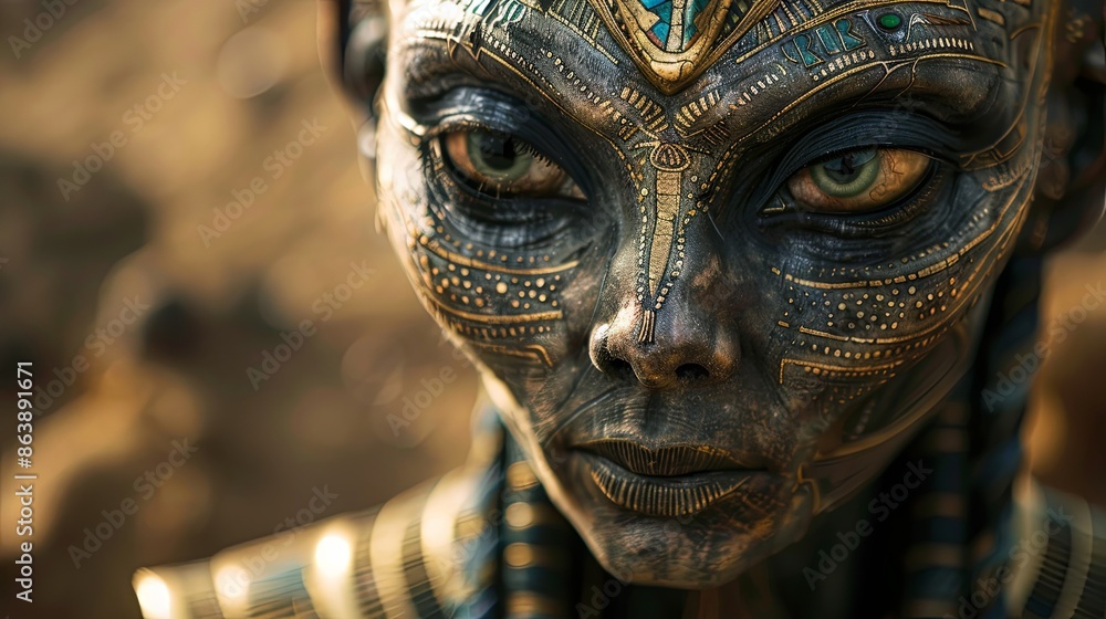 Obraz premium Egyptian Ancient Alien --ar 16:9 --stylize 250 Job ID: 401b526c-71ec-447b-b241-ce4b7e9fc0fb