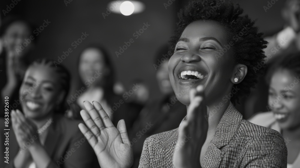 A group of people clapping together in a classic black and white photography style A group of people clapping together in a classic black and white photography style