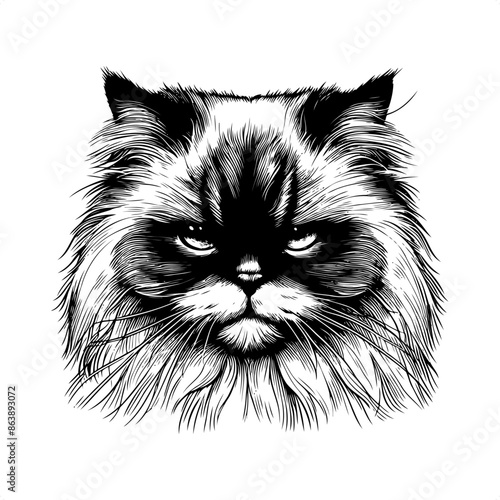 cat in black and white animal illustration