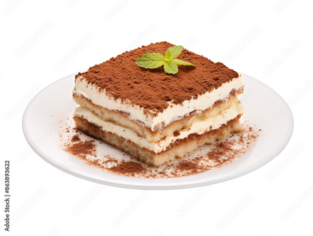 a plate of tiramisu on a white surface a plate of tiramisu on a white surface