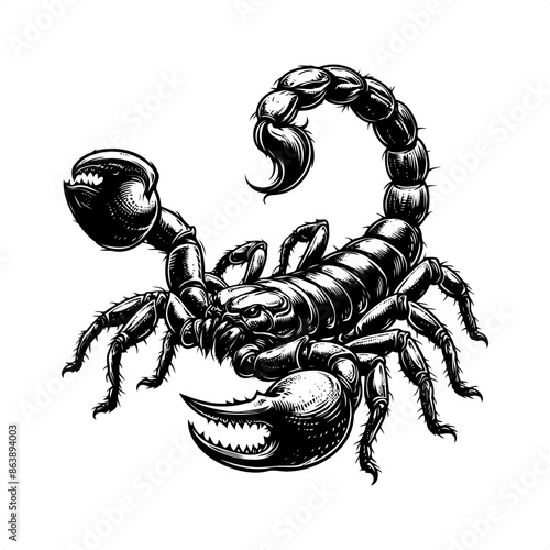 scorpion in black and white animal illustration