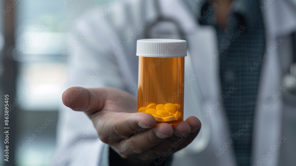A close-up of a hand holding a prescription bottle, representing the use of medication for managing health conditions. A close-up of a hand holding a prescription bottle, representing the use of medication for managing health conditions.
