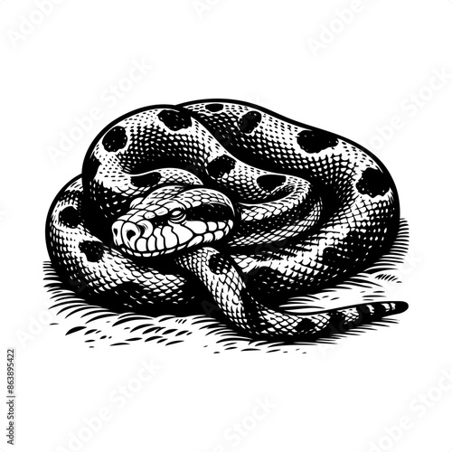 snake cobra in black and white animal illustration