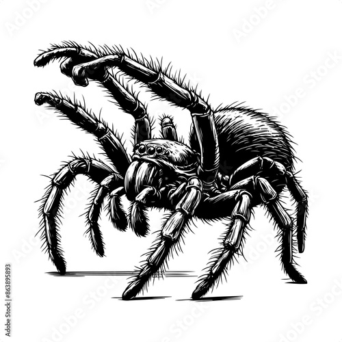 Spider in black and white animal illustration