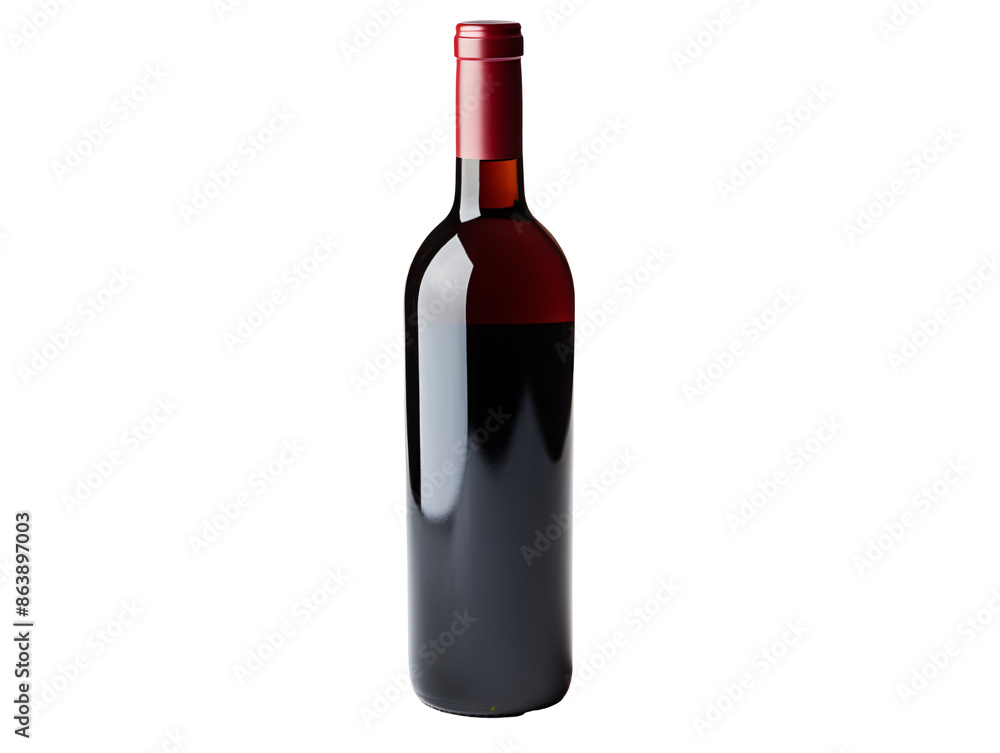 a bottle of wine with a red cap a bottle of wine with a red cap