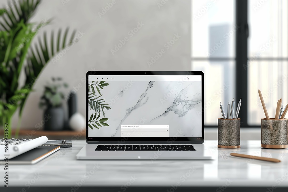 Fototapeta premium Laptop Mockup with Website Design, Computer Display with Web Design
