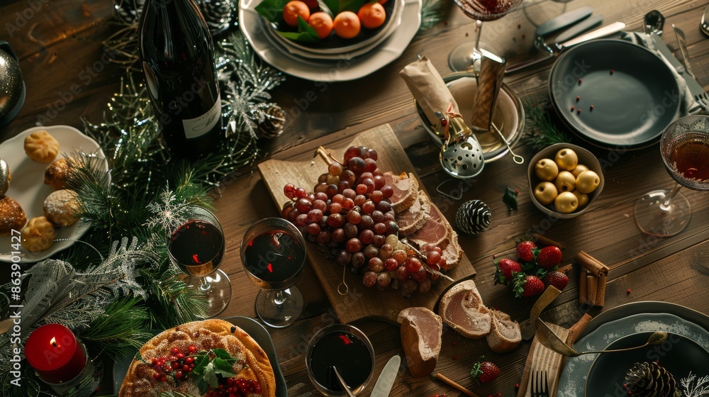 Preparing Christmas Dinner and New Year's Eve Dinner Elegant design to celebrate the new year Preparing Christmas Dinner and New Year's Eve Dinner Elegant design to celebrate the new year