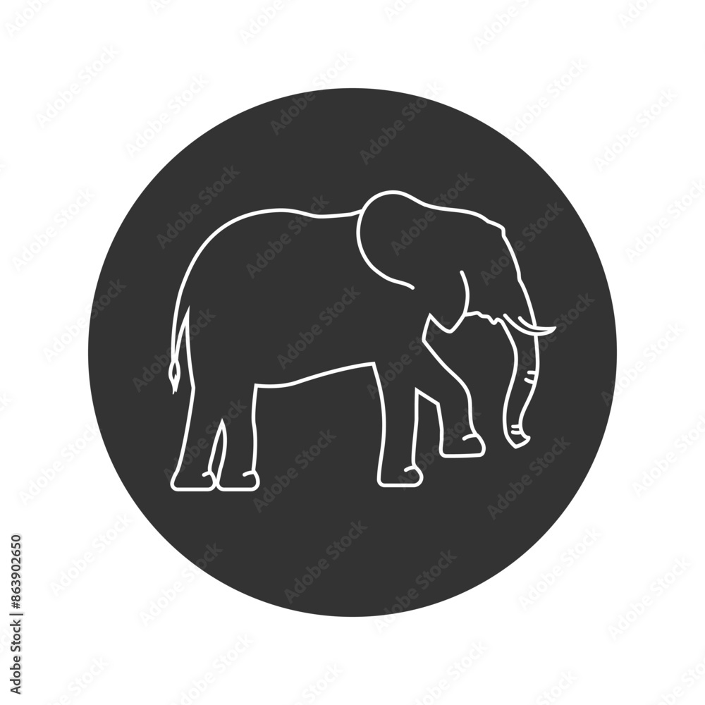 Fototapeta premium Elephant line icon vector sign symbol in flat