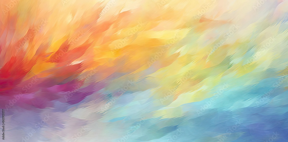 Abstract Art: Blue, Yellow, And Orange Wavy Brushstrokes Background Abstract Art: Blue, Yellow, And Orange Wavy Brushstrokes Background