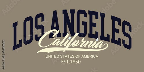 typography college varsity, Vintage college style typography California, Los Angeles City slogan print - Retro varsity text for graphic tee t shirt or sweatshirt hoodie.eps8