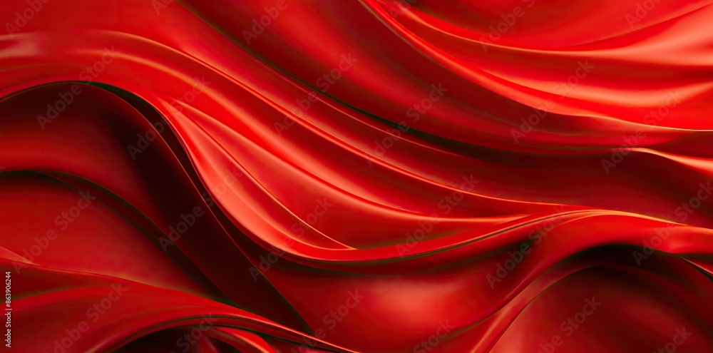Obraz premium Abstract Red 3D Wavy Background Illustration