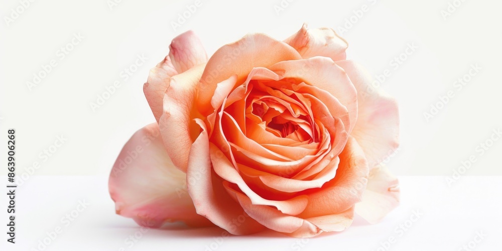 A single pink rose sits atop a white table, perfect for any occasion where elegance is desired A single pink rose sits atop a white table, perfect for any occasion where elegance is desired