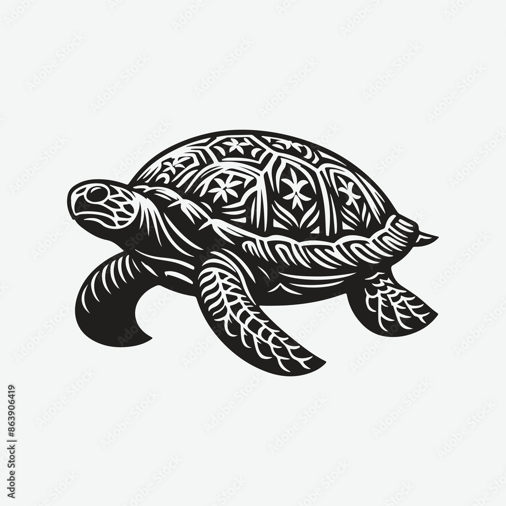 Fototapeta premium Majestic Turtle Silhouette, Captivating Shadows of Marine Life