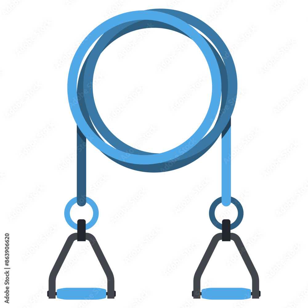 Exercise bands with handles vector cartoon illustration isolated on a white background. Exercise bands with handles vector cartoon illustration isolated on a white background.