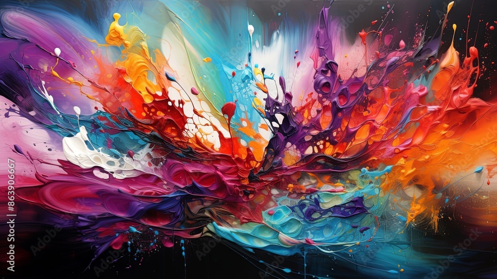 Fototapeta premium abstract, beautiful canvas artwork, stunning amazing detail, colorful, splash color, generated by AI