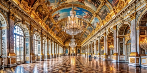 Opulent interior of the historic Chateau de Versailles in France, Versailles, France, Chateau de Versailles