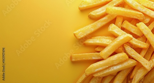 Crispy French Fries With Ketchup on a Yellow Background
