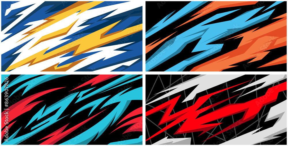 Side body graphic sticker set abstract backgrounds for sports theme. Grunge elements for sportswear design racing design concept. Car decal wrap design for motorcycle, boat, truck. Side body graphic sticker set abstract backgrounds for sports theme. Grunge elements for sportswear design racing design concept. Car decal wrap design for motorcycle, boat, truck.