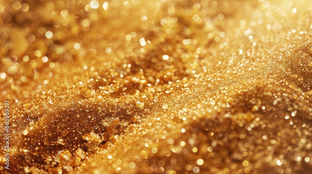 Golden Abstract Grainy Texture with Sand Particles and Jewelry Pieces Golden Abstract Grainy Texture with Sand Particles and Jewelry Pieces