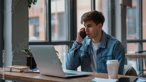 The man in office with laptop