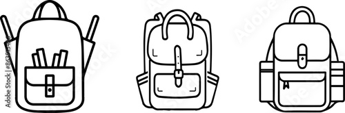 Three backpacks with different designs