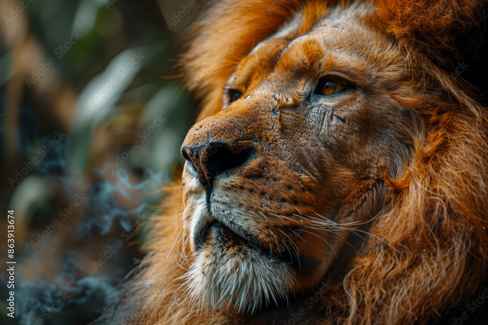 Fototapeta premium Portrait of an adult red lion