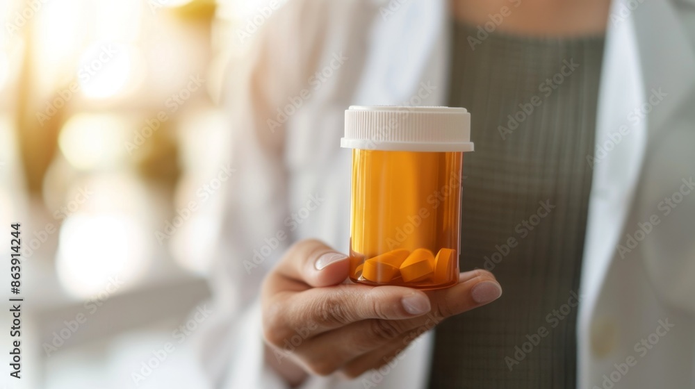 A close-up of a hand holding a medication bottle for pain management, emphasizing the role of medication in promoting recovery. A close-up of a hand holding a medication bottle for pain management, emphasizing the role of medication in promoting recovery.