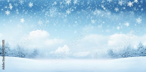 Wallpaper Mural Winter Wonderland Background with Snowflakes and Snowy Trees Torontodigital.ca