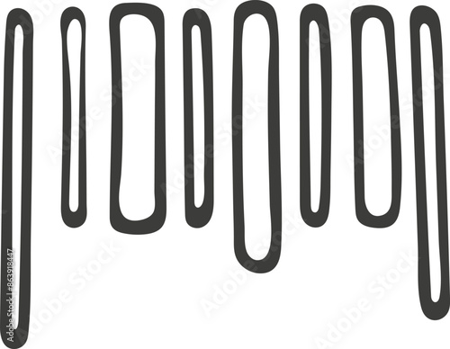 Hand drawn barcode icon. Vector illustration, doodle style.

