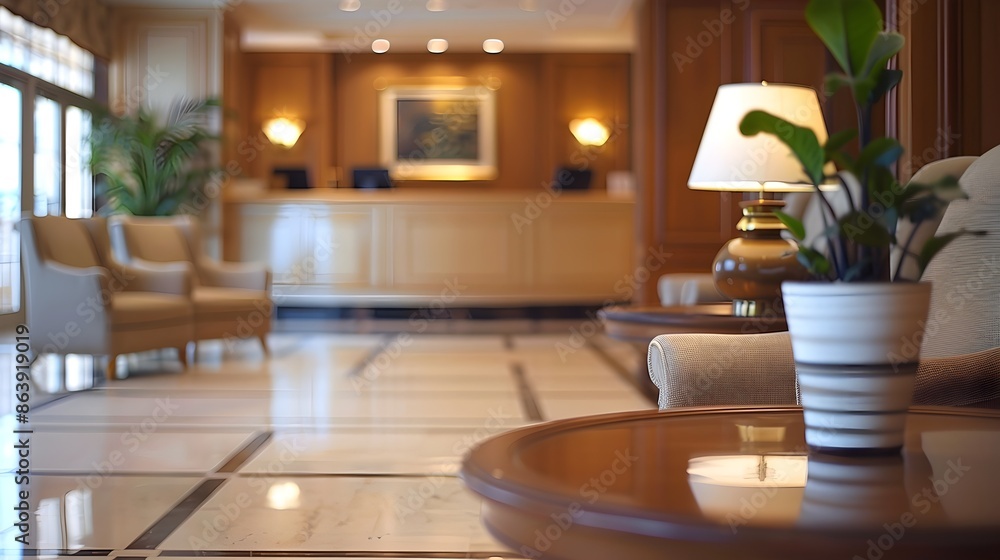 Elegant Bank Interior Design with Defocused Furniture and Ample Copy Space Elegant Bank Interior Design with Defocused Furniture and Ample Copy Space