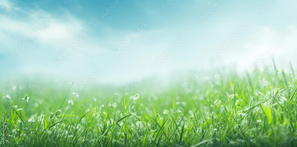 Green Grass and Blue Sky Background Illustration Green Grass and Blue Sky Background Illustration