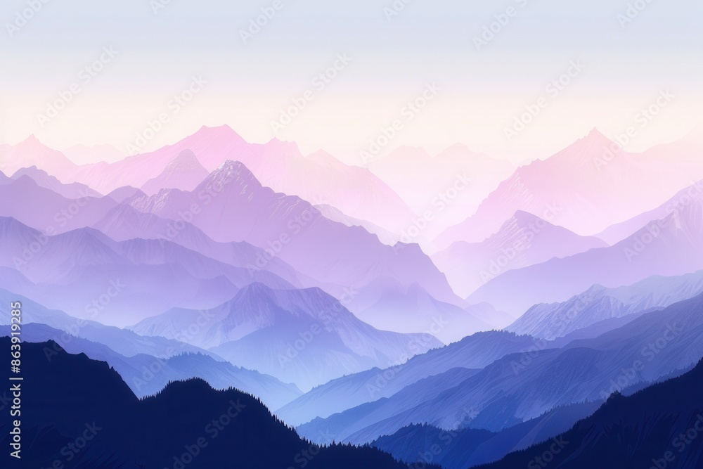 A picturesque view of a mountain range at dawn, bathed in soft pastel hues as the first rays of sunlight illuminate the peaks, creating a serene and inspiring scene. Generative AI A picturesque view of a mountain range at dawn, bathed in soft pastel hues as the first rays of sunlight illuminate the peaks, creating a serene and inspiring scene. Generative AI