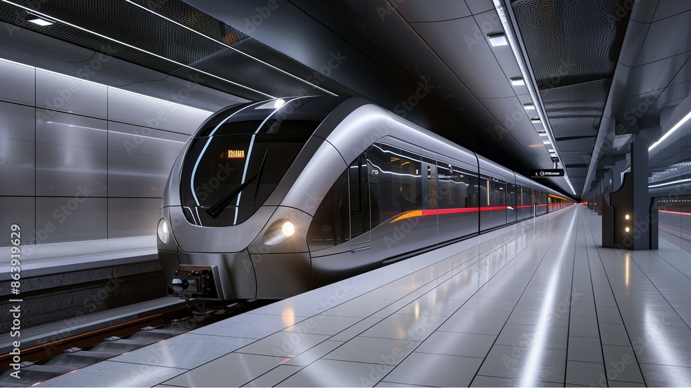 Fototapeta premium Modern high speed train at metro station