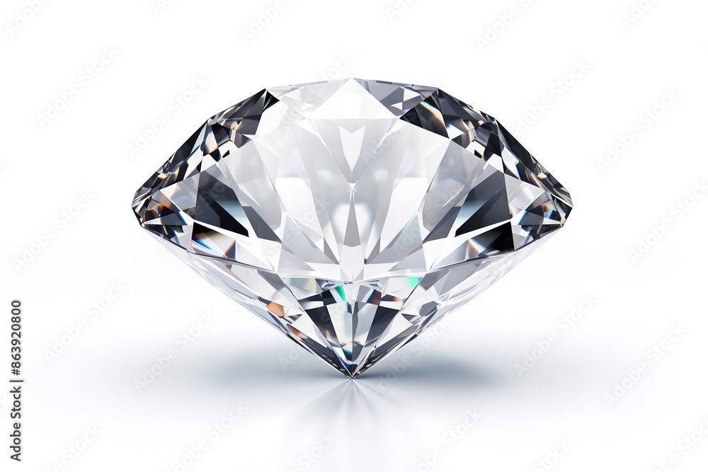 3D rendering of diamonds on a white background with reflections 3D rendering of diamonds on a white background with reflections