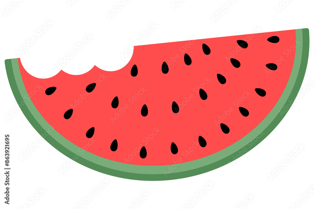 Watermelon slice flat vector illustration isolated on white background. Watermelon slice flat vector illustration isolated on white background.