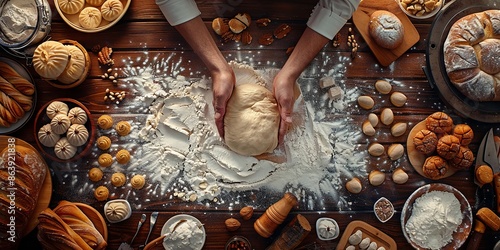 Artisan Bread Making: A Rustic Culinary Journey Featuring Freshly Baked Goods and Ingredients photo