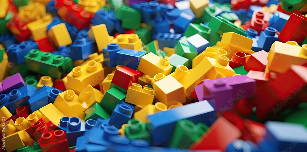 Colorful Plastic Building Blocks Close Up Macro 3D Illustration Colorful Plastic Building Blocks Close Up Macro 3D Illustration