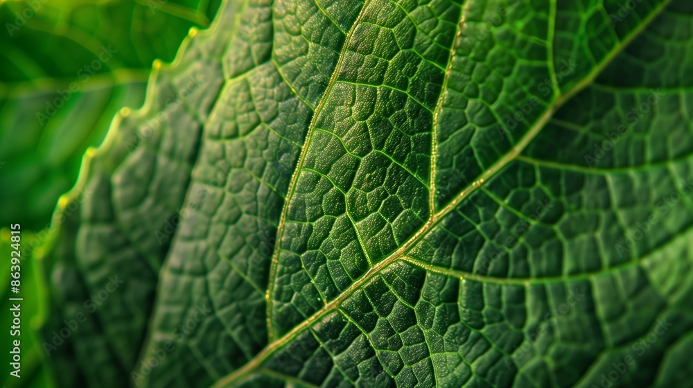 A close-up of a green leaf showing intricate patterns and textures A close-up of a green leaf showing intricate patterns and textures