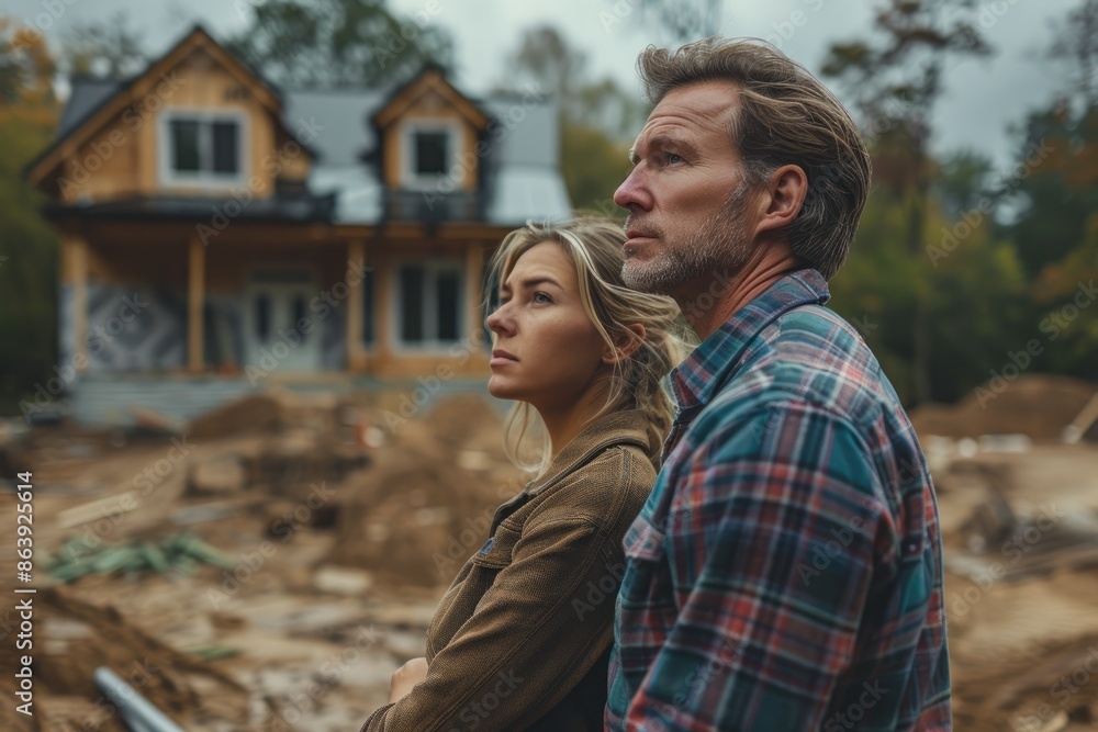 Couple make their dreams of building their own home come true visiting house under construction Couple make their dreams of building their own home come true visiting house under construction