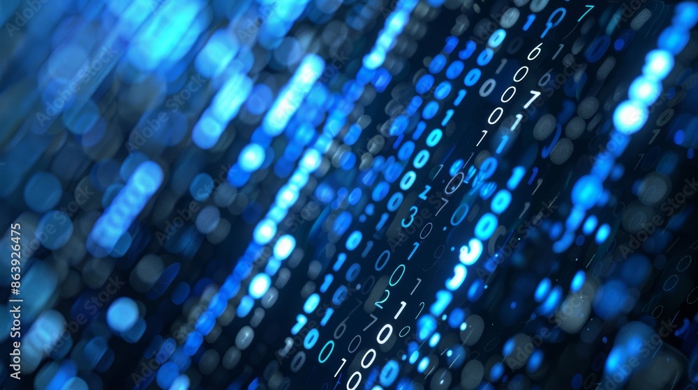 Matrix Style Binary Code, Falling Number, Computer Hacking, Tech Background. Matrix Style Binary Code, Falling Number, Computer Hacking, Tech Background.