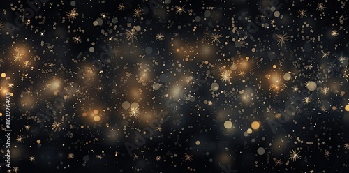 Abstract Gold Stars and Bokeh Lights Background