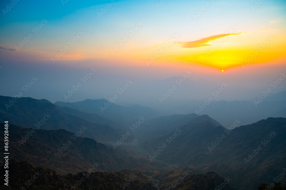 A beautiful landscape of Al Hada Mountains, During Sunset. A beautiful landscape of Al Hada Mountains, During Sunset.